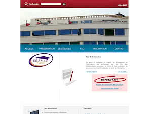 Private Higher Institute of Nursing El Amed's official website homepage screenshot