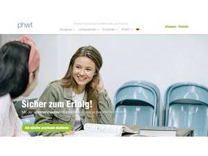 Private Hochschule für Wirtschaft und Technik's official website homepage screenshot