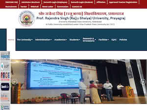 Prof. Rajendra Singh Rajju Bhaiya University's official website homepage screenshot