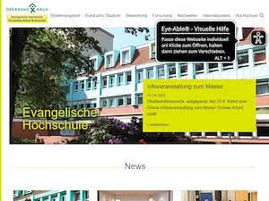 Protestant University of Applied Sciences for Social Work and Deaconry's official website homepage screenshot