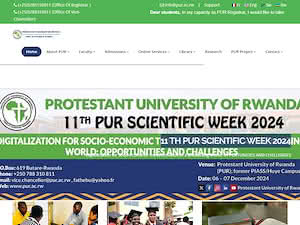 Protestant University of Rwanda's official website homepage screenshot