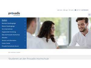 Provadis Hochschule's official website homepage screenshot