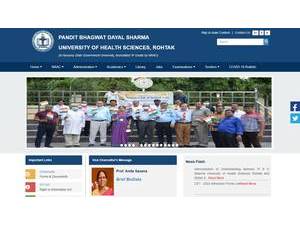 Pt. Bhagwat Dayal Sharma University of Health Sciences's official website homepage screenshot