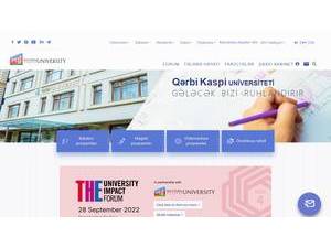 Qerbi Kaspi Universiteti's official website homepage screenshot