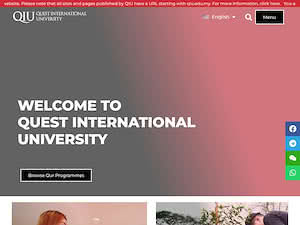 Quest International University's official website homepage screenshot
