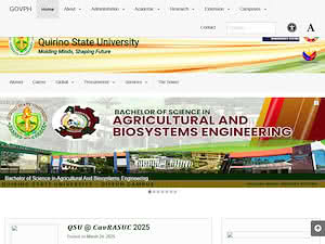 Quirino State University's official website homepage screenshot