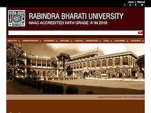 Rabindra Bharati University's official website homepage screenshot