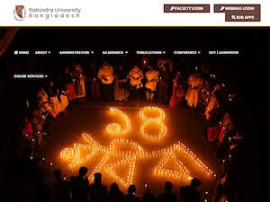 Rabindra University, Bangladesh's official website homepage screenshot