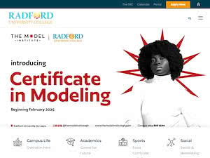 Radford University College's official website homepage screenshot