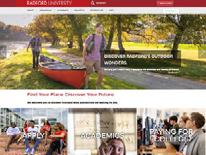 Radford University's official website homepage screenshot