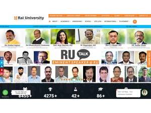 Rai University's official website homepage screenshot