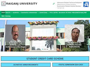 Raiganj University's official website homepage screenshot