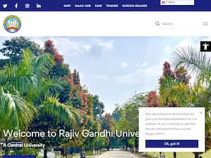 Rajiv Gandhi University's official website homepage screenshot