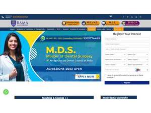 Rama University's official website homepage screenshot