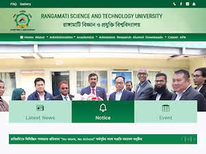 Rangamati Science and Technology University's official website homepage screenshot