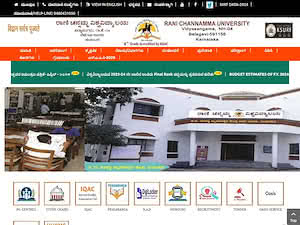 Rani Channamma University, Belagavi's official website homepage screenshot