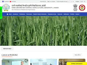 Rani Lakshmi Bai Central Agricultural University's official website homepage screenshot