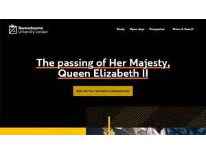 Ravensbourne University London's official website homepage screenshot