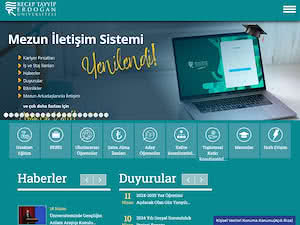 Recep Tayyip Erdoğan Üniversitesi's official website homepage screenshot