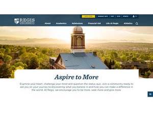 Regis University's official website homepage screenshot