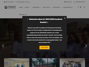 Renaissance University's official website homepage screenshot