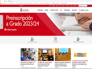 Rey Juan Carlos University's official website homepage screenshot