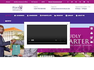 Riara University's official website homepage screenshot