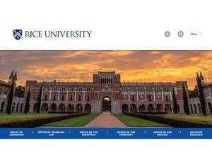 Rice University's official website homepage screenshot