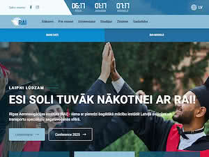 Riga Aeronautical Institute's official website homepage screenshot