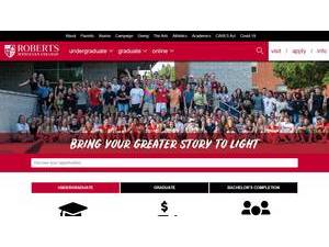 Roberts Wesleyan University's official website homepage screenshot