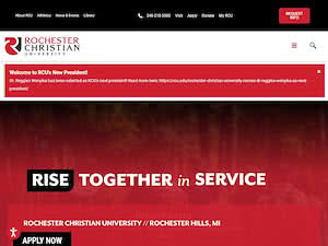 Rochester Christian University's official website homepage screenshot