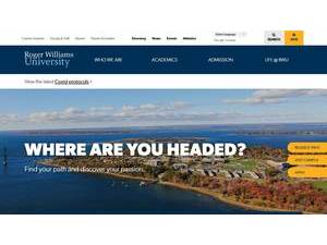 Roger Williams University's official website homepage screenshot