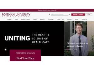 Roseman University of Health Sciences's official website homepage screenshot