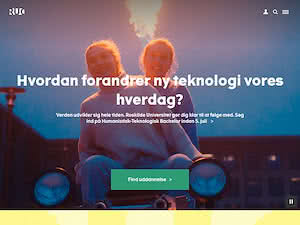 Roskilde University's official website homepage screenshot