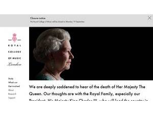 Royal College of Music's official website homepage screenshot
