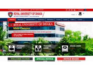 Royal University of Dhaka's official website homepage screenshot