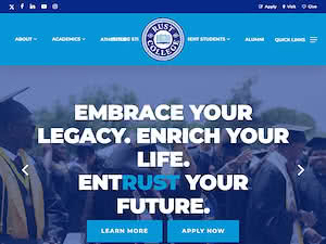 Rust College's official website homepage screenshot