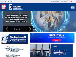 Rzeszów University of Technology's official website homepage screenshot