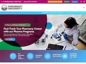 Sabarmati University's official website homepage screenshot