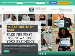 Saint James School of Medicine's official website homepage screenshot