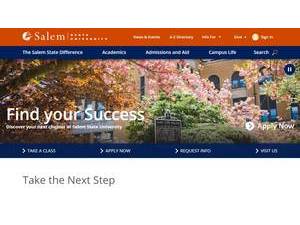 Salem State University's official website homepage screenshot