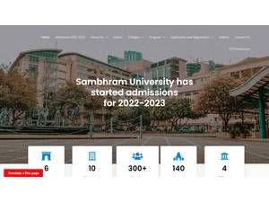 Sambhram University's official website homepage screenshot