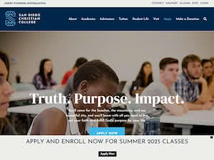 San Diego Christian College's official website homepage screenshot