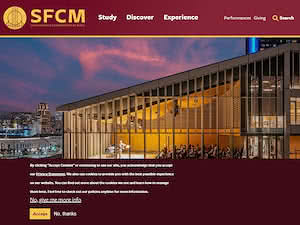 San Francisco Conservatory of Music's official website homepage screenshot