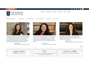 San Joaquin College of Law's official website homepage screenshot
