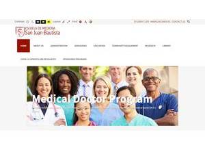San Juan Bautista School of Medicine's official website homepage screenshot