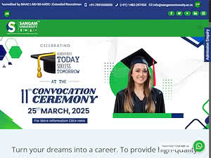 Sangam University's official website homepage screenshot