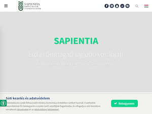 Sapientia Hungarian University of Transylvania's official website homepage screenshot