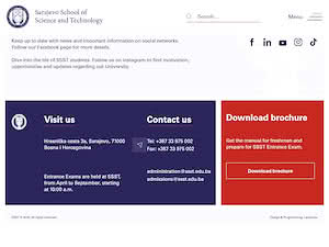 Sarajevo School of Science and Technology's official website homepage screenshot