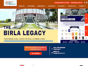 Sarala Birla University's official website homepage screenshot